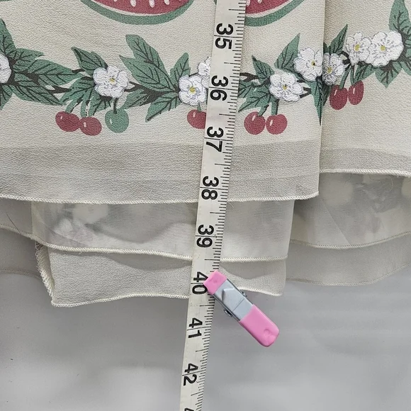Anna Sui Anthropologie Silk Cherry Sleeveless Dress Cottagecore Pinup Size 12 - Picture 14 of 16